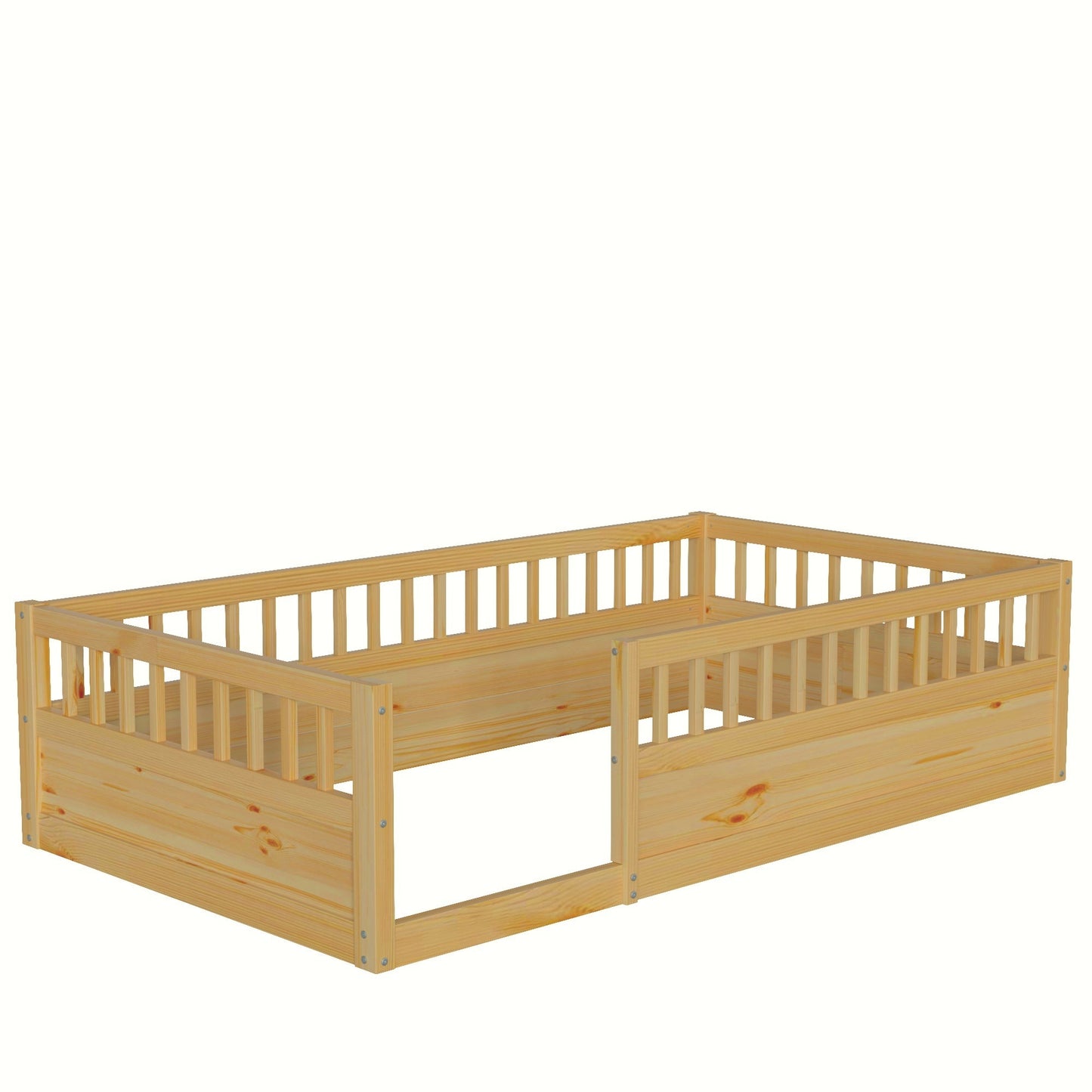 Twin Floor Bed Frame with Fence – Montessori Bed