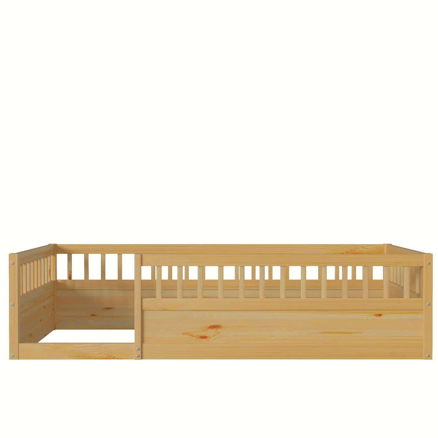 Twin Floor Bed Frame with Fence – Montessori Bed