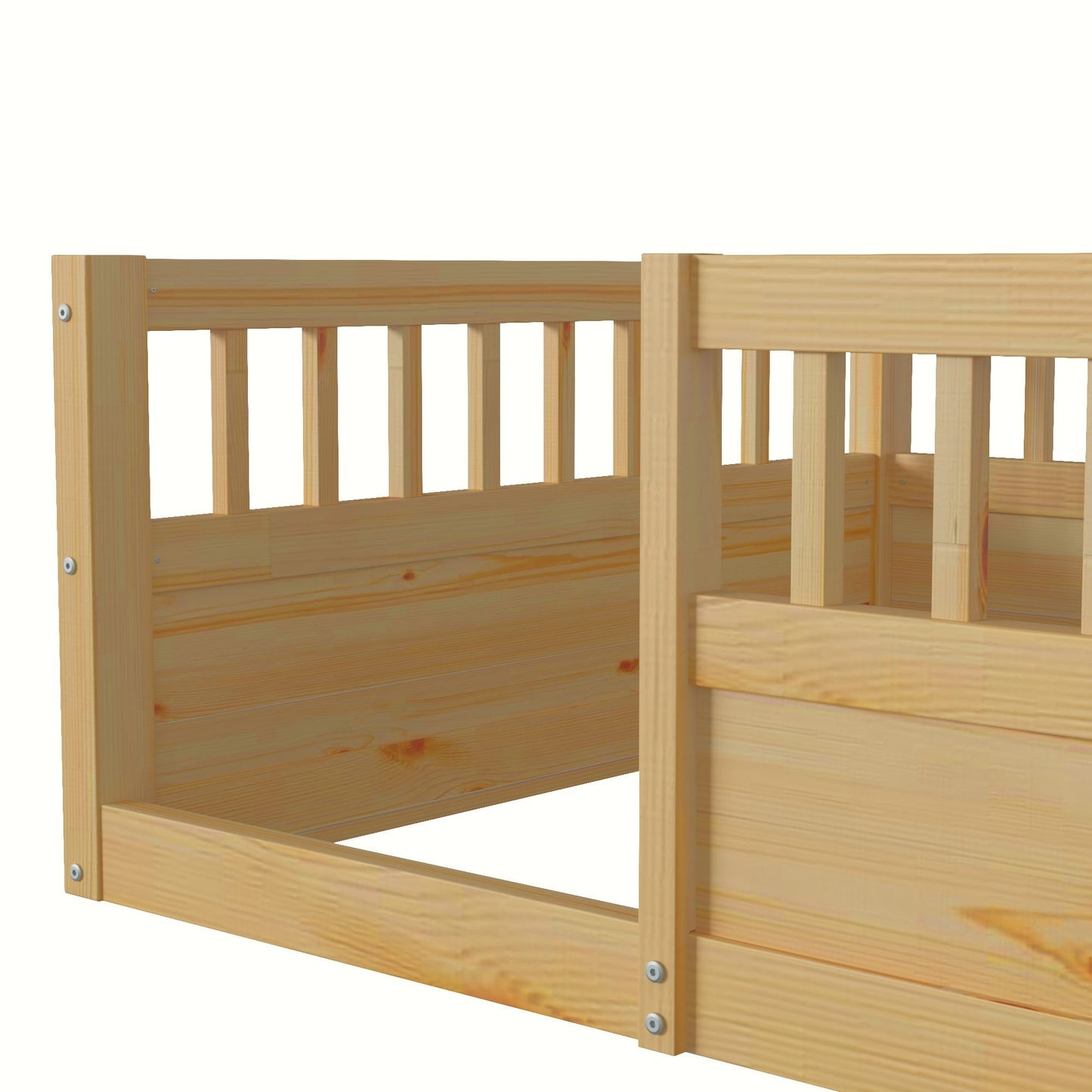 Twin Floor Bed Frame with Fence – Montessori Bed