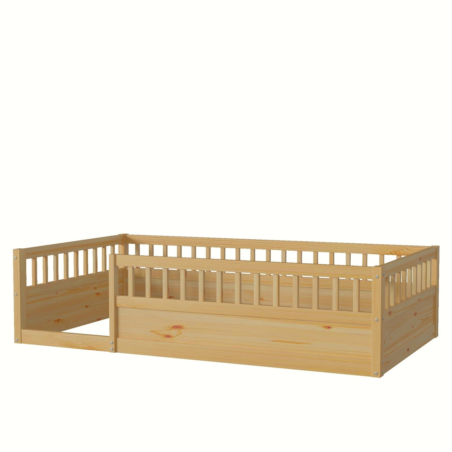 Twin Floor Bed Frame with Fence – Montessori Bed