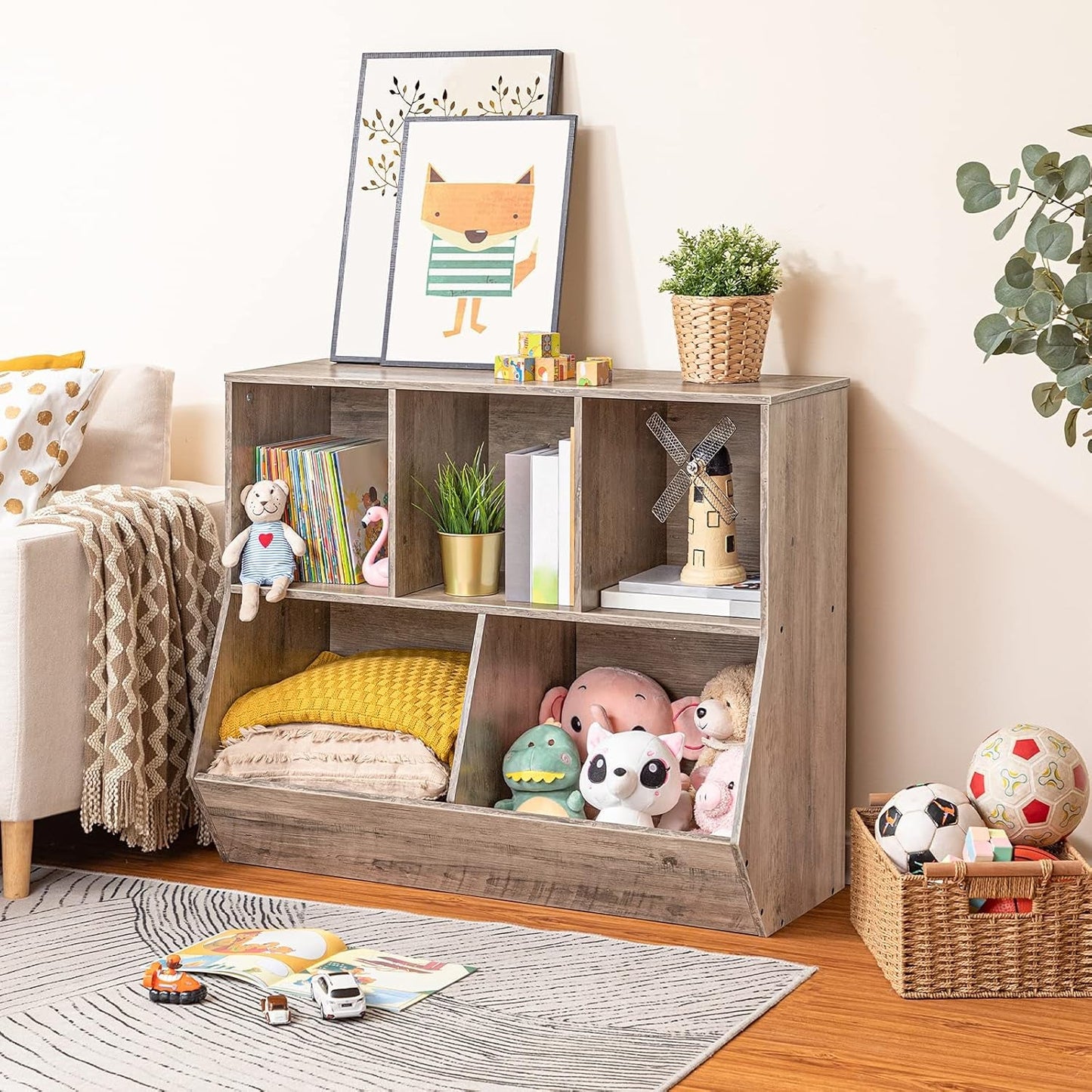 Kids Bookshelf & Toy Storage Organizer