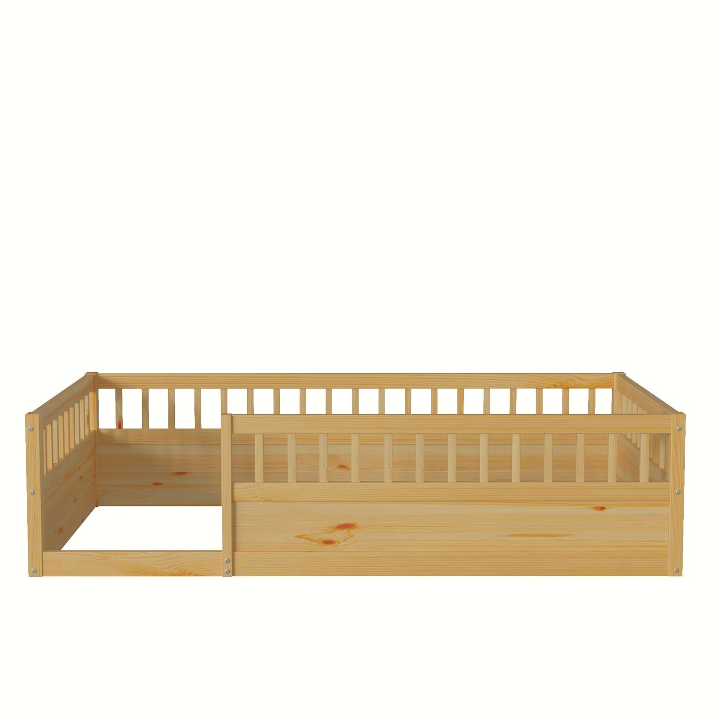 Twin Floor Bed Frame with Fence – Montessori Bed