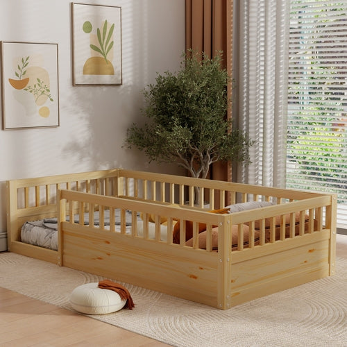 Twin Floor Bed Frame with Fence – Montessori Bed