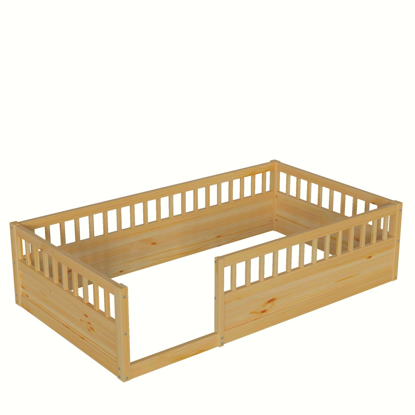 Twin Floor Bed Frame with Fence – Montessori Bed