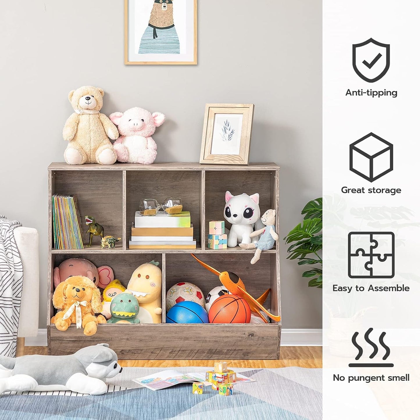 Kids Bookshelf & Toy Storage Organizer