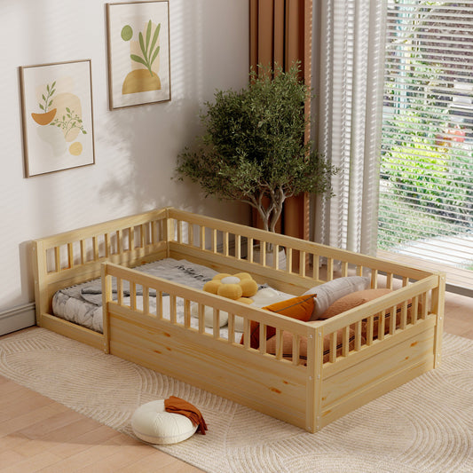 Twin Floor Bed Frame with Fence – Montessori Bed