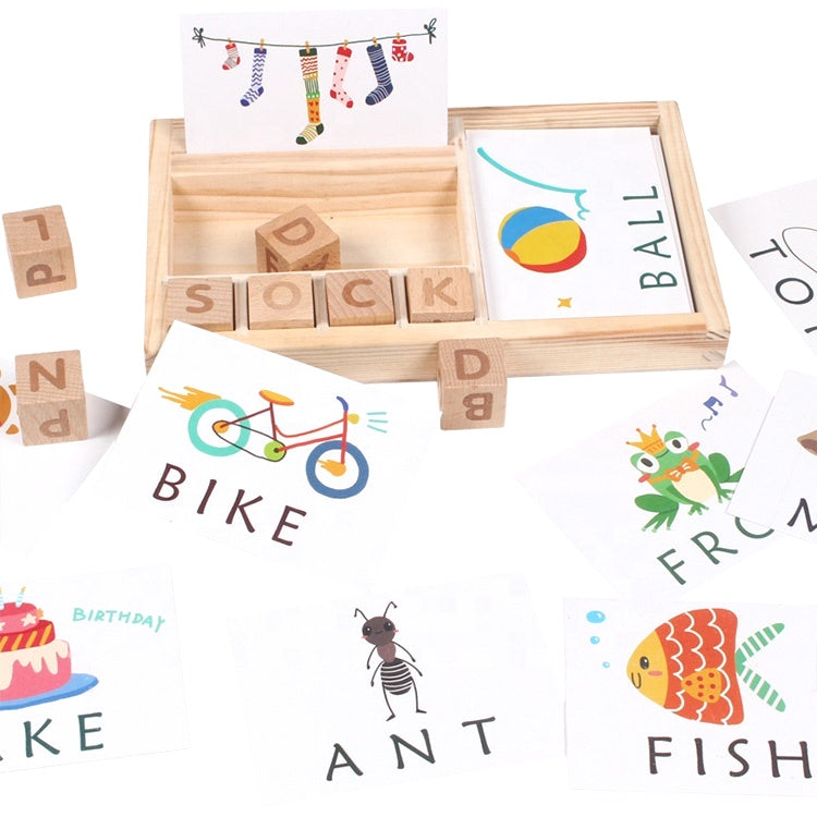 Wooden English Word Learning Toy: Spark Literacy Joy, One Playful Puzzle at a Time!
